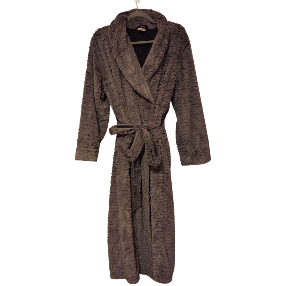 Soma Embraceable Luxe Marble Long Robe Java Brown Fluffy Cozy Warm Small /Medium - Picture 2 of 5